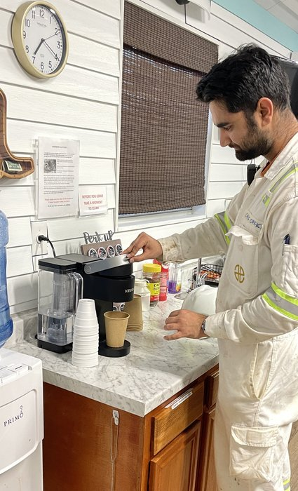 Coffee station at the center